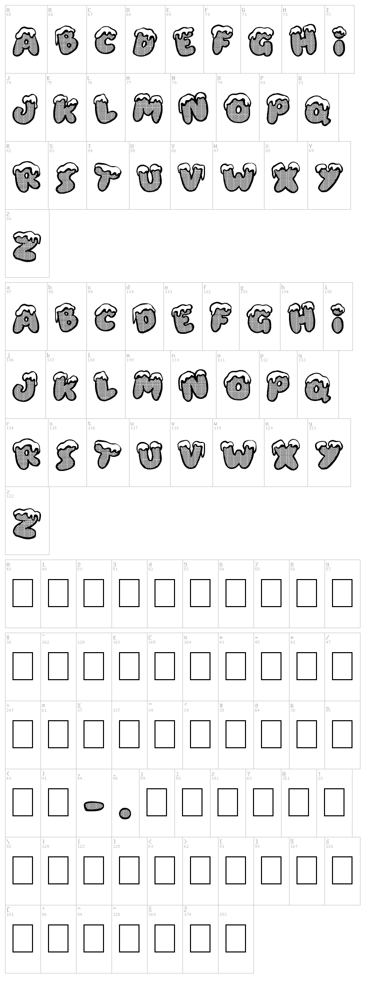 Xmas Dad font map